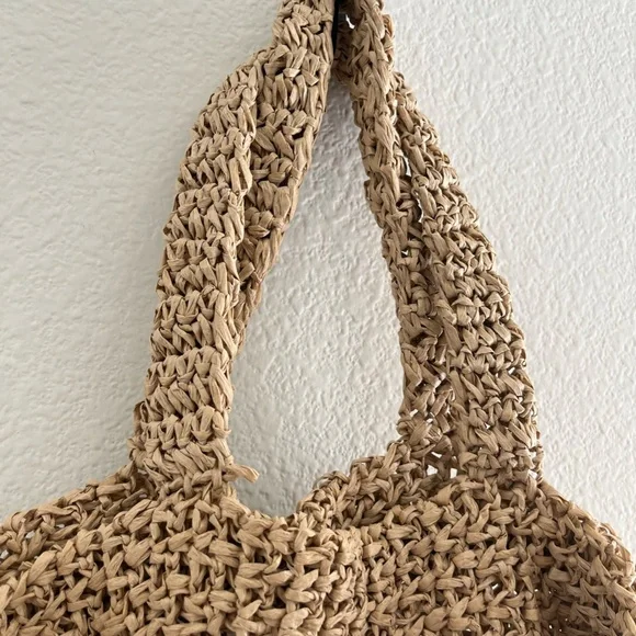 2025 PARIS MILANO Logo Woven Summer Straw Beach Tote Bag - Picture 3 of 4